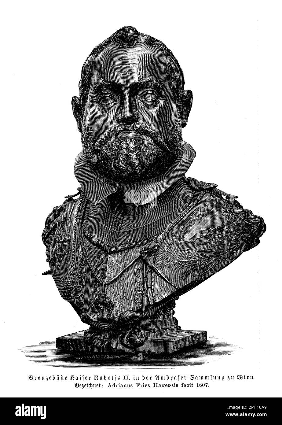 Rudolf II (1552-1612) fut le Saint empereur romain de 1576 jusqu'à son abdication forcée en 1611. Il était connu pour son patronage des arts et des sciences, en particulier l'alchimie et l'astronomie, et pour son soutien au protestantisme dans l'Empire. Rudolf a également dû faire face à des défis de l'Empire ottoman et de la puissance montante des Habsbourg en Espagne. Son règne a vu d'importantes réalisations culturelles et artistiques, mais aussi l'instabilité politique et les conflits religieux Banque D'Images