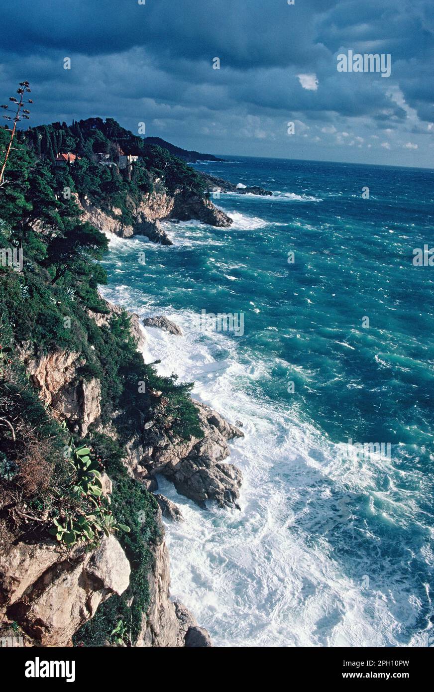 Croatie. Dubrovnik. Vue sur la côte. Banque D'Images