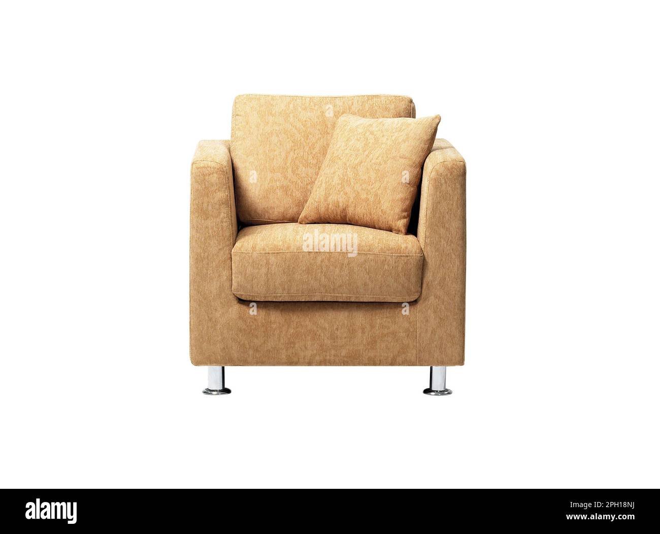Confortable et élégant canapé en lin isolé sur fond blanc Banque D'Images