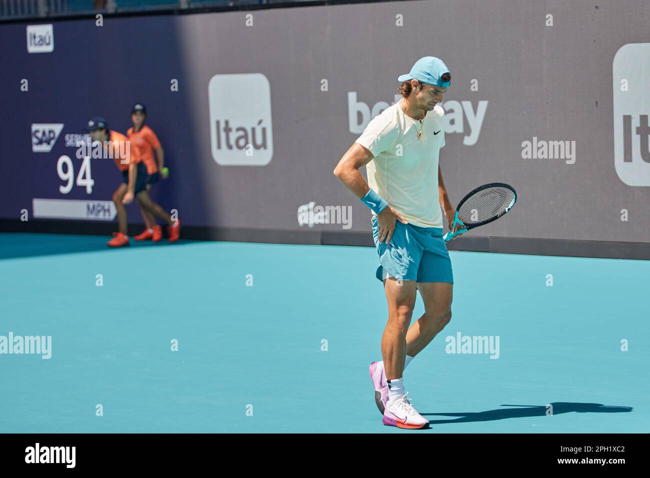 Miami Gardens, Floride, États-Unis. 25th mars 2023. [ATP] J. Lehecka (CZE) vs [18] L. Musetti (ITA) pendant le tournoi mondial de tennis à l'Open de Miami 2023 propulsé par Itau. Credit: Yaroslav Sabitov/YES Market Media/Alay Live News. Banque D'Images