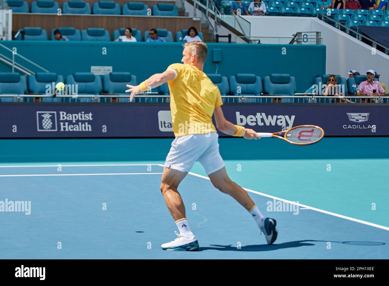 Miami Gardens, Floride, États-Unis. 25th mars 2023. [ATP] J. Lehecka (CZE) vs [18] L. Musetti (ITA) pendant le tournoi mondial de tennis à l'Open de Miami 2023 propulsé par Itau. Credit: Yaroslav Sabitov/YES Market Media/Alay Live News. Banque D'Images