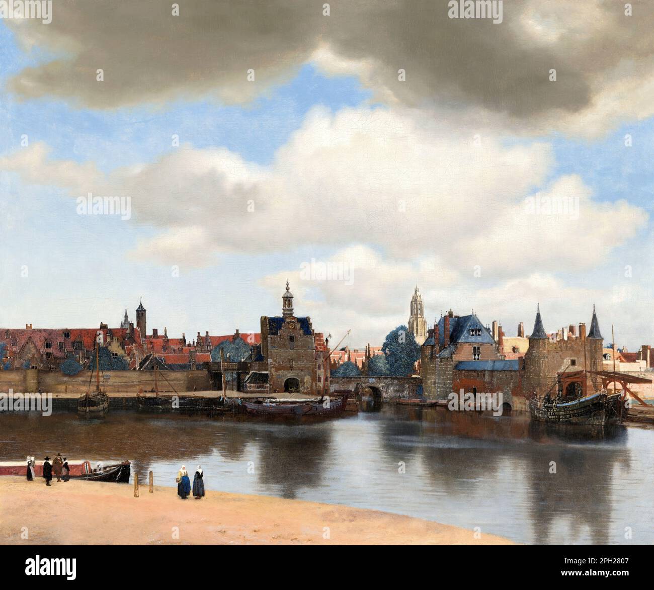 Johannes Vermeer vue de Delft (vers 1660-1661) célèbre peinture. Banque D'Images