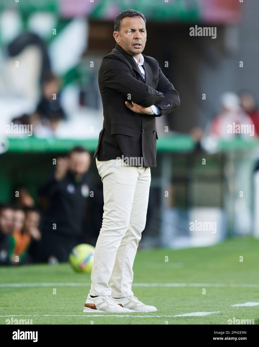 Javi Calleja, entraîneur-chef de Levante UD, lors du match de la Ligue SmartBank entre Real Racing Club et Levante UD au stade El Sardinero sur 25 mars, 202 Banque D'Images