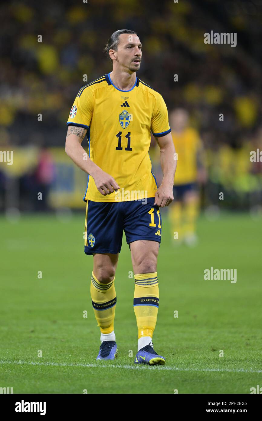 Stockholm, Suède. 24th mars 2023. STOCKHOLM, SUÈDE - MARS 24: Zlatan Ibrahimovic de Suède pendant le match de qualification de l'euro 2024 de l'UEFA entre la Suède et la Belgique à l'arène Friends sur 24 mars 2023 à Stockholm, Suède. Photo de Sebastian Frej crédit: Sebo47/Alamy Live News Banque D'Images