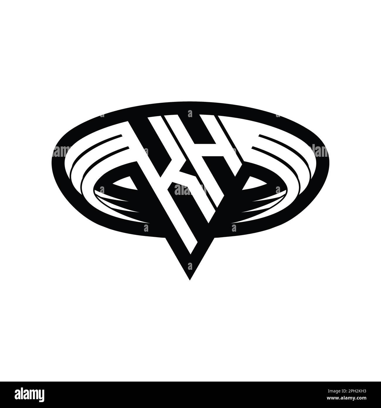 KH logo lettre monogramme avec forme triangulaire tranche contour isolé modèle de conception Banque D'Images