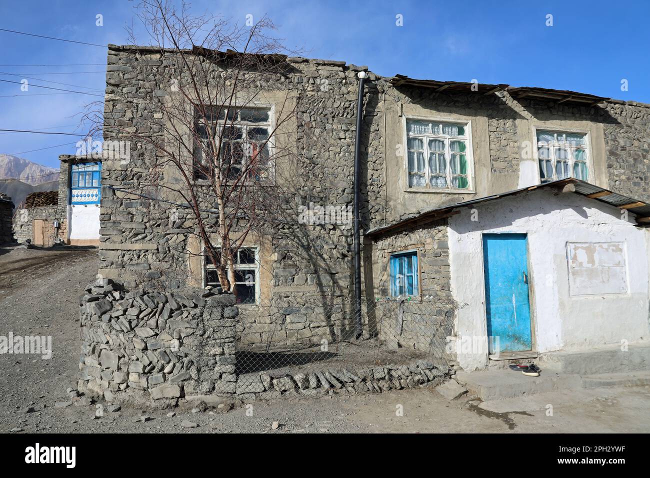 Propriété à Xinaliq Village dans le Grand Caucase de l'Azerbaïdjan Banque D'Images