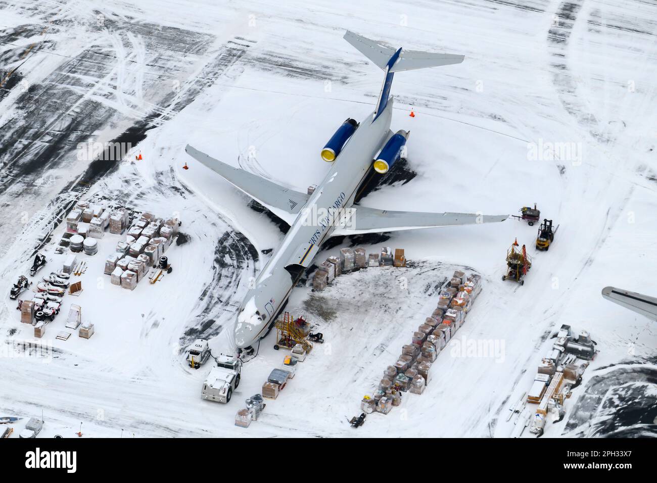 Everts Air Cargo deux avion McDonnell Douglas MD-80. Transport de marchandises par Everts Cargo MD-83, également appelé MD-83F. Avion cargo MD-83. Banque D'Images