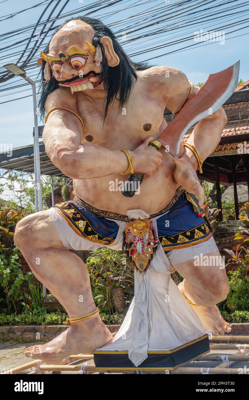 Ogoh-Ogoh, statue démon pour Ngrupuk effectuée parade à la veille du jour Nyepi, le Nouvel An hindou balinais. Banque D'Images