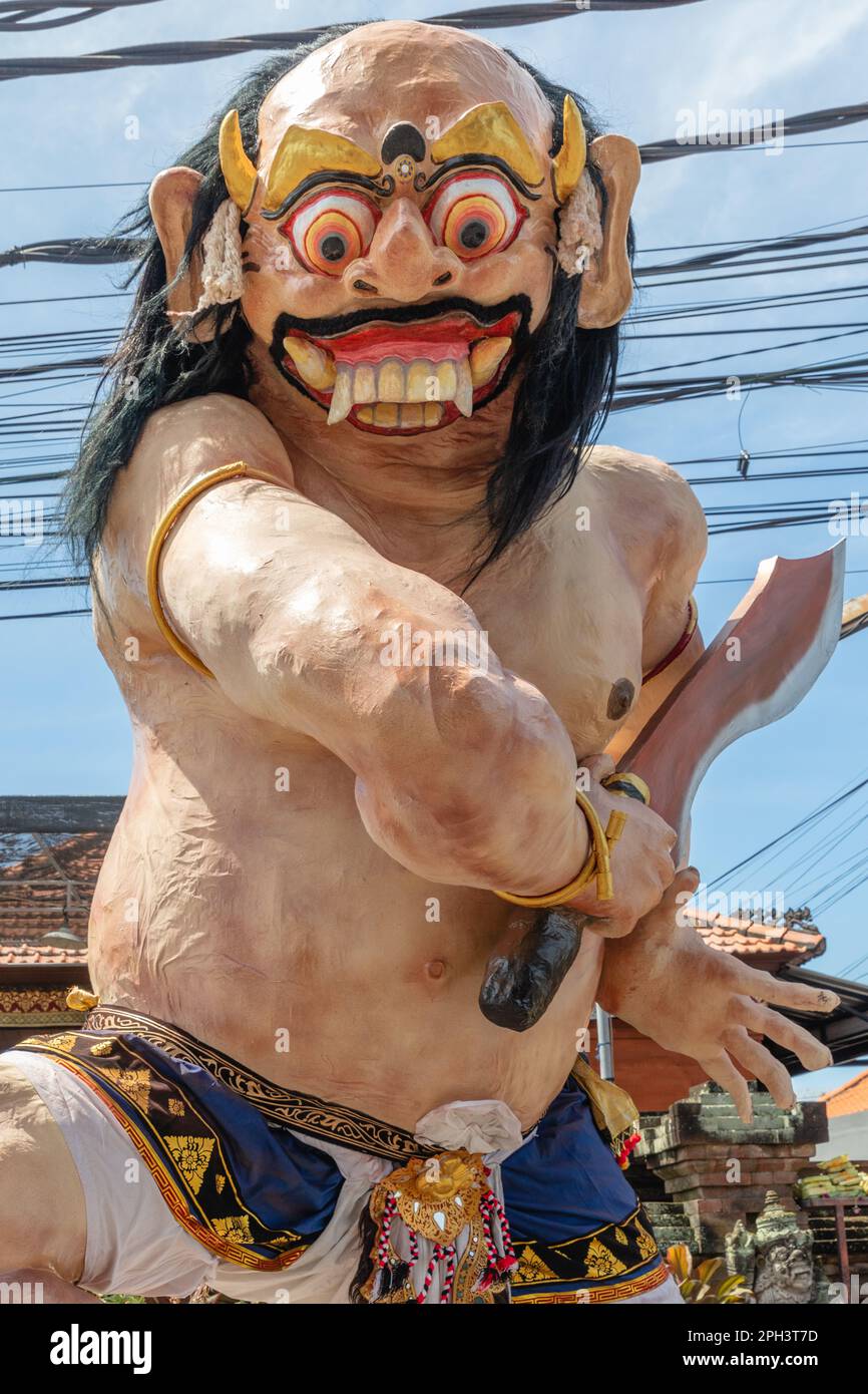 Ogoh-Ogoh, statue démon pour Ngrupuk effectuée parade à la veille du jour Nyepi, le Nouvel An hindou balinais. Banque D'Images