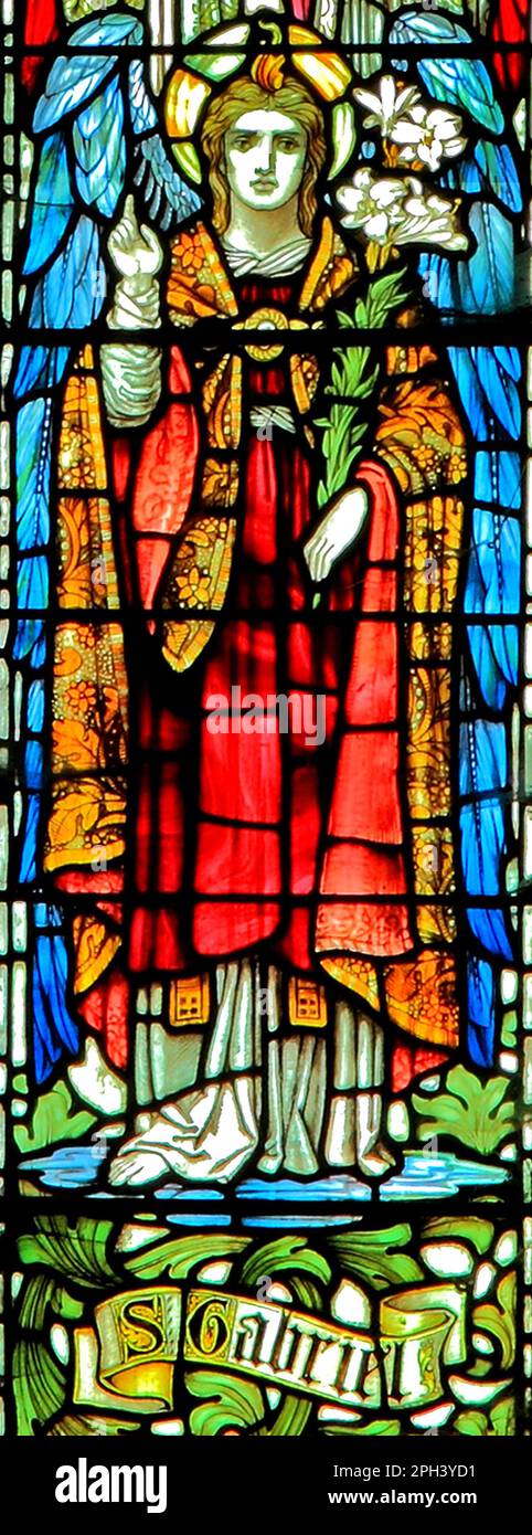 Archange Saint Gabriel, vitrail, Blakeney, Norfolk, Angleterre Banque D'Images