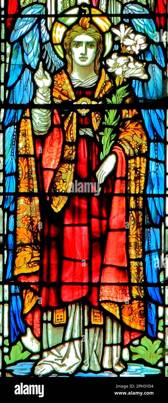 Archange Saint Gabriel, vitrail, Blakeney, Norfolk, Angleterre Banque D'Images
