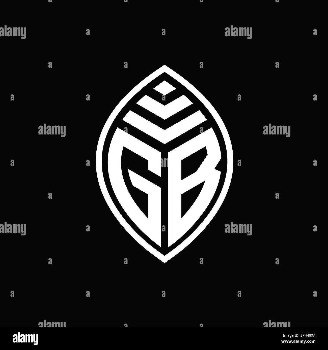 GB logo monogramme élégant feuille forme isolée contour modèle de conception Banque D'Images