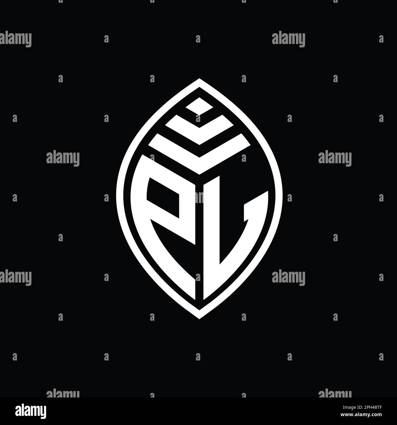 PL logo monogramme élégant feuille forme isolée modèle de conception de contour Banque D'Images