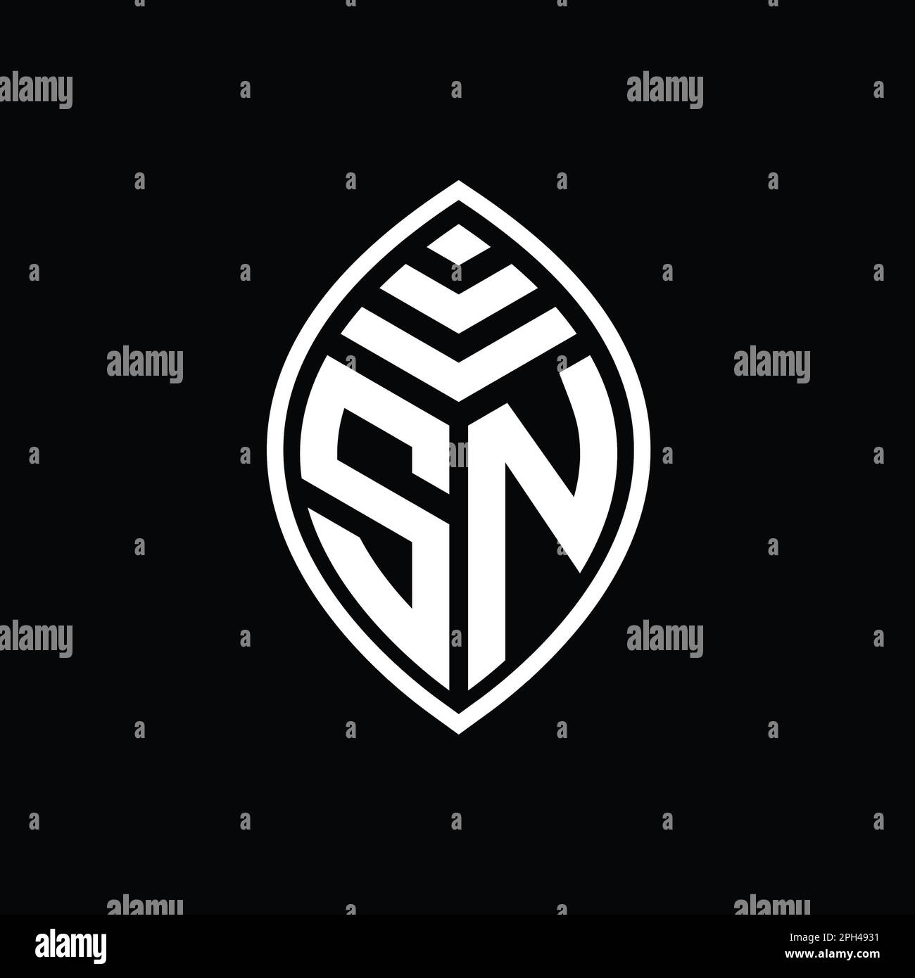 SN logo monogramme élégant feuille forme isolée contour modèle de conception Banque D'Images