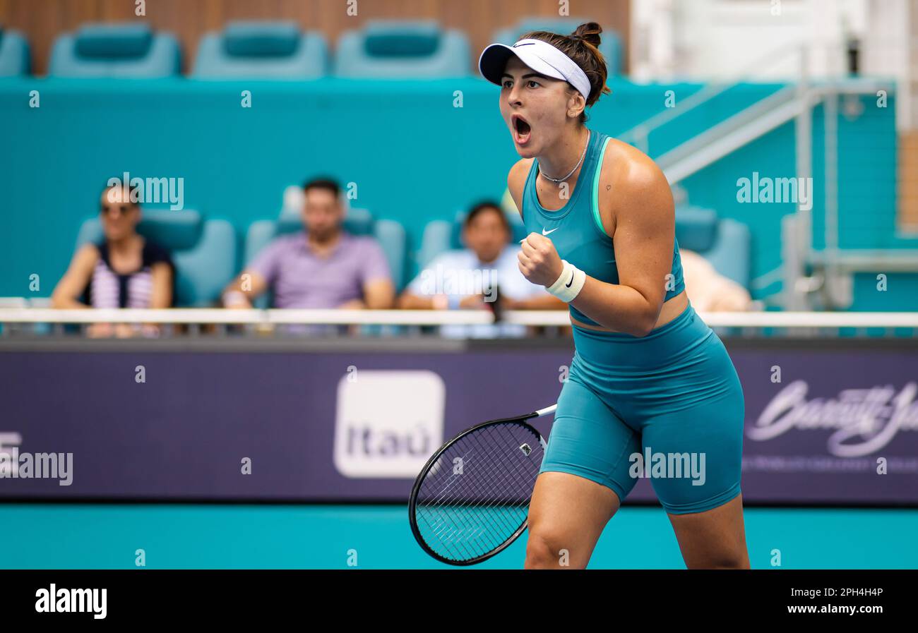 Bianca Andreescu du Canada au cours du deuxième tour de l'Open de Miami 2023, tournoi de tennis WTA 1000 sur 24 mars 2023 à Miami, États-Unis - photo : Rob Prange/DPPI/LiveMedia Banque D'Images