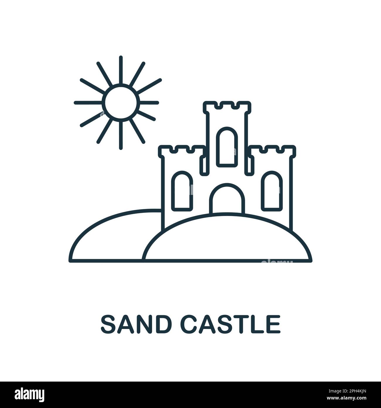 Icône de la ligne du château de sable. Icône monochrome simple Sand Castle pour modèles, web design et infographies Illustration de Vecteur