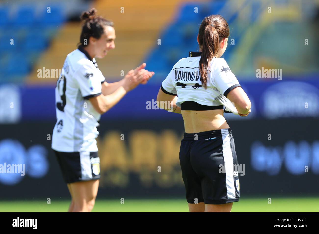 Parme, Italie. 26th mars 2023. Melania Martinovic de Parme Calcio 1913 réagit pendant la série des femmes Un match entre Parme Calcio 1913 et U.S. Sassuolo Calcio au Stadio Ennio Tardini sur 25 mars 2023 à Parme, Italie. Crédit : Live Media Publishing Group/Alay Live News Banque D'Images