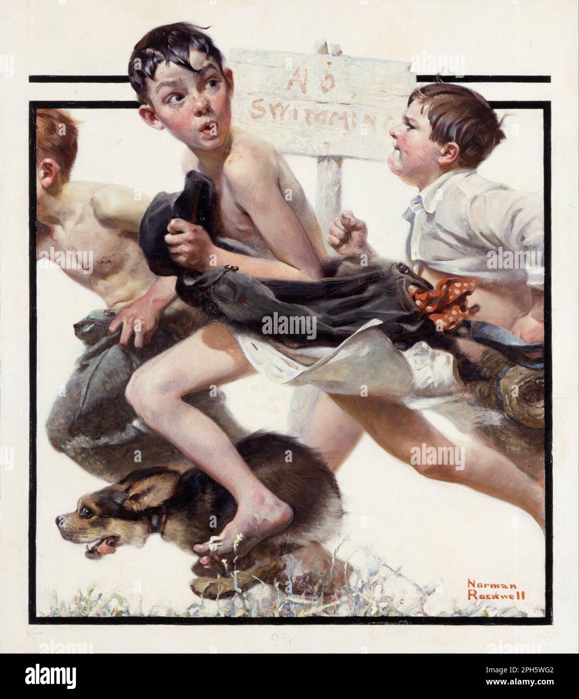 Pas de natation 1921 par Norman Rockwell Banque D'Images