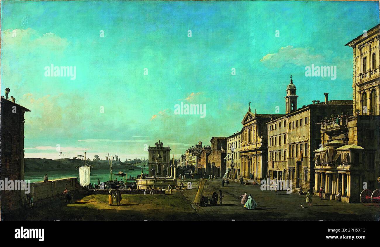 Vue sur la via di Ripetta à Rome (1742 - 1744) par Bernardo Bellotto Banque D'Images