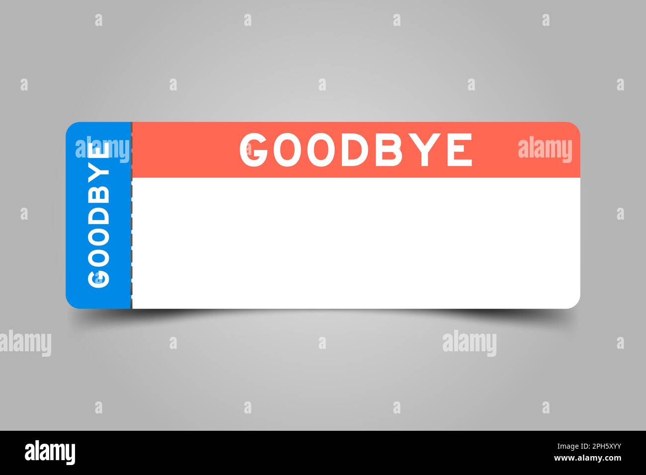 Billet bleu et orange avec mot adieu et espace de copie blanc Illustration de Vecteur