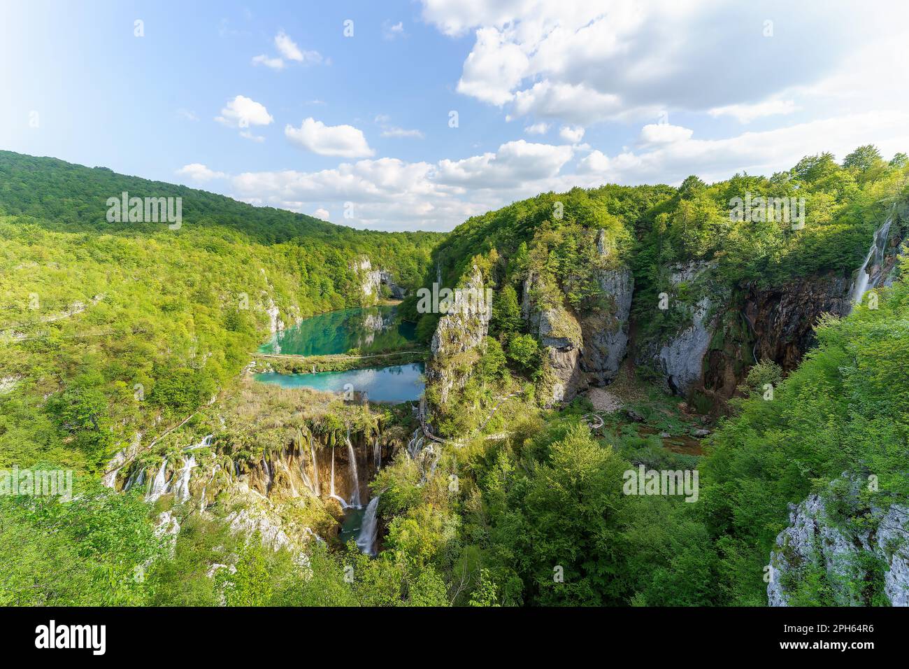 Paysage avec parc national de Plitvice, Croatie Banque D'Images