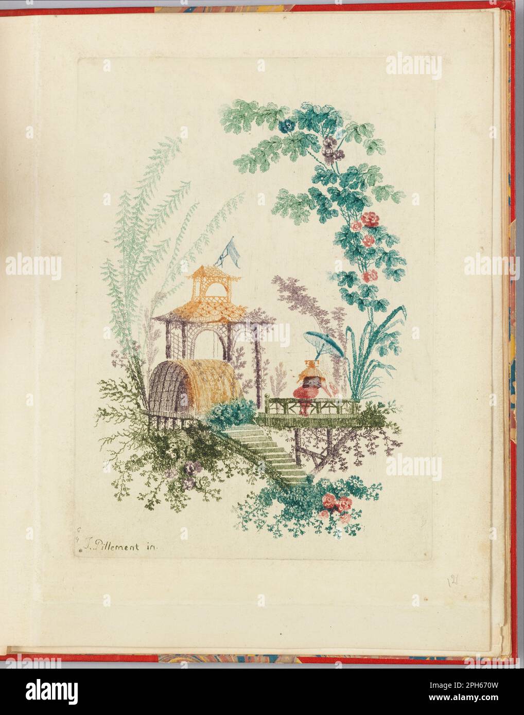 Design ornemental de 'Nouvelle suite de cahiers chinois a l'usage des dessinateurs et des peintres' No.3, investissements et dessines par Jean Pillement. Tombes par Anne Allen après 1775 par Jean-Baptiste Pillement Banque D'Images