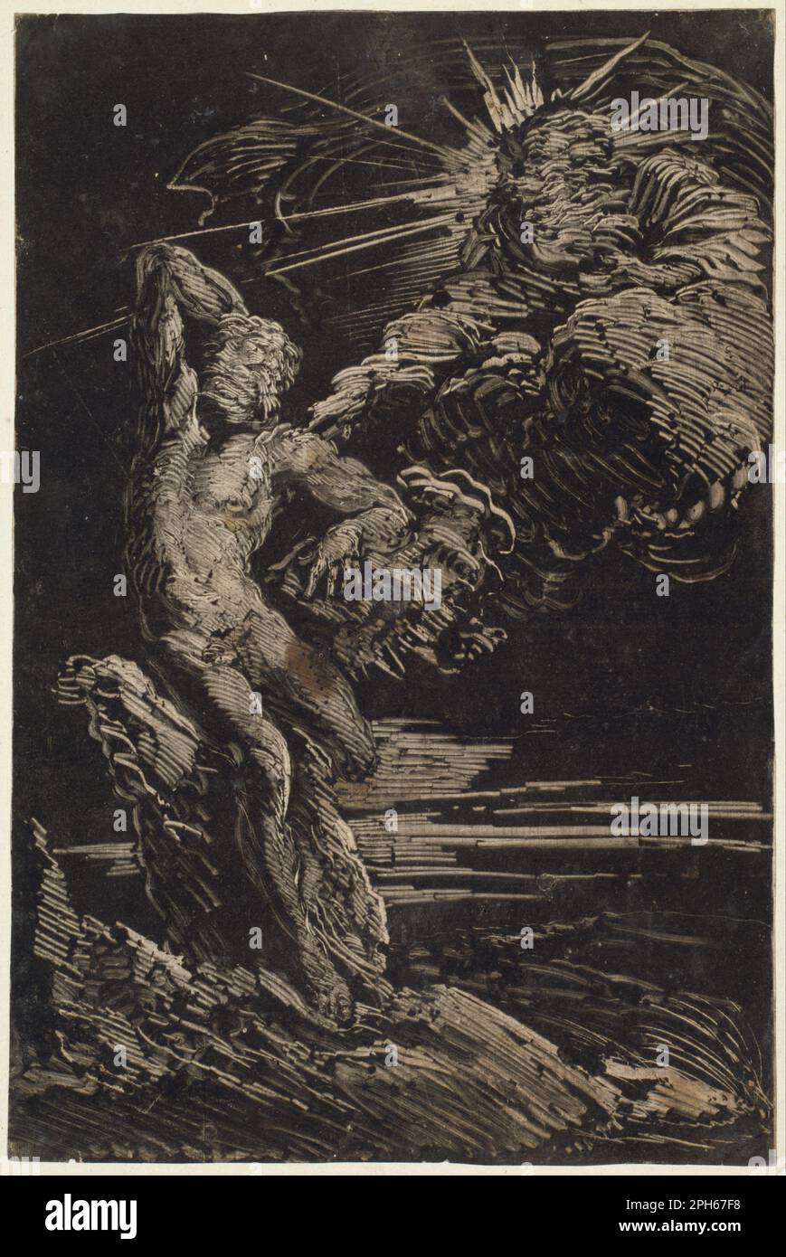 La création d'Adam vers 1642 par Giovanni Benedetto Castiglione Banque D'Images