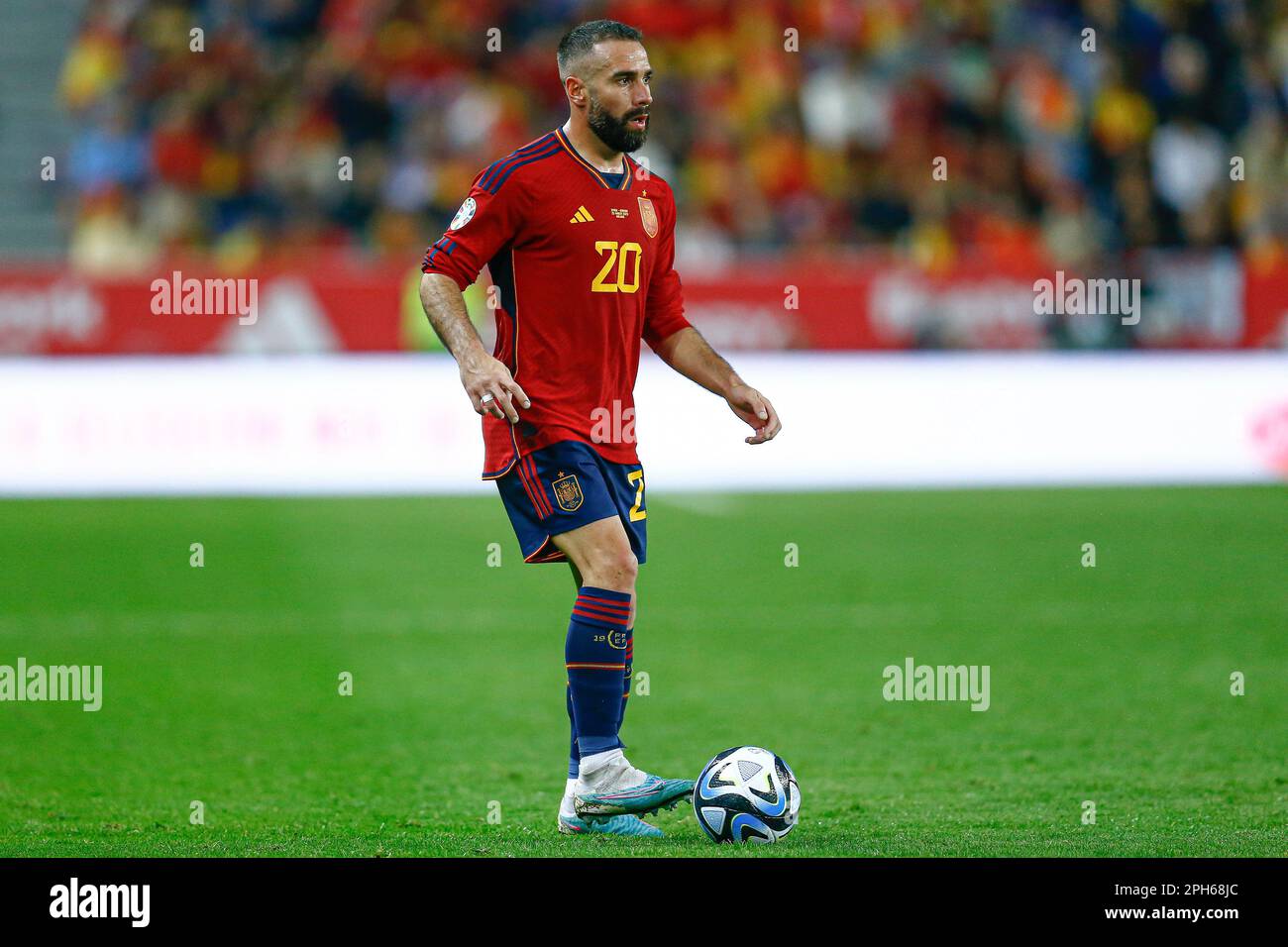 Dani Carvajal d'Espagne pendant le match des qualificatifs européens entre l'Espagne et la Norvège a joué au stade de la Rosaleda sur 25 mars 2023, à Malaga, Espagne. (Photo par Antonio Pozo / PRESSIN) Banque D'Images