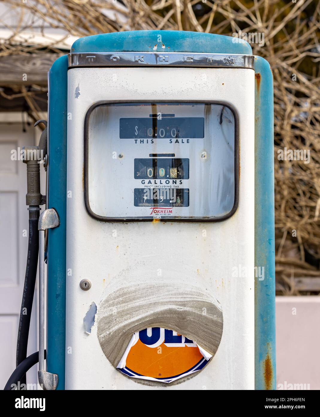 Une pompe à gaz Antique Gulf Banque D'Images