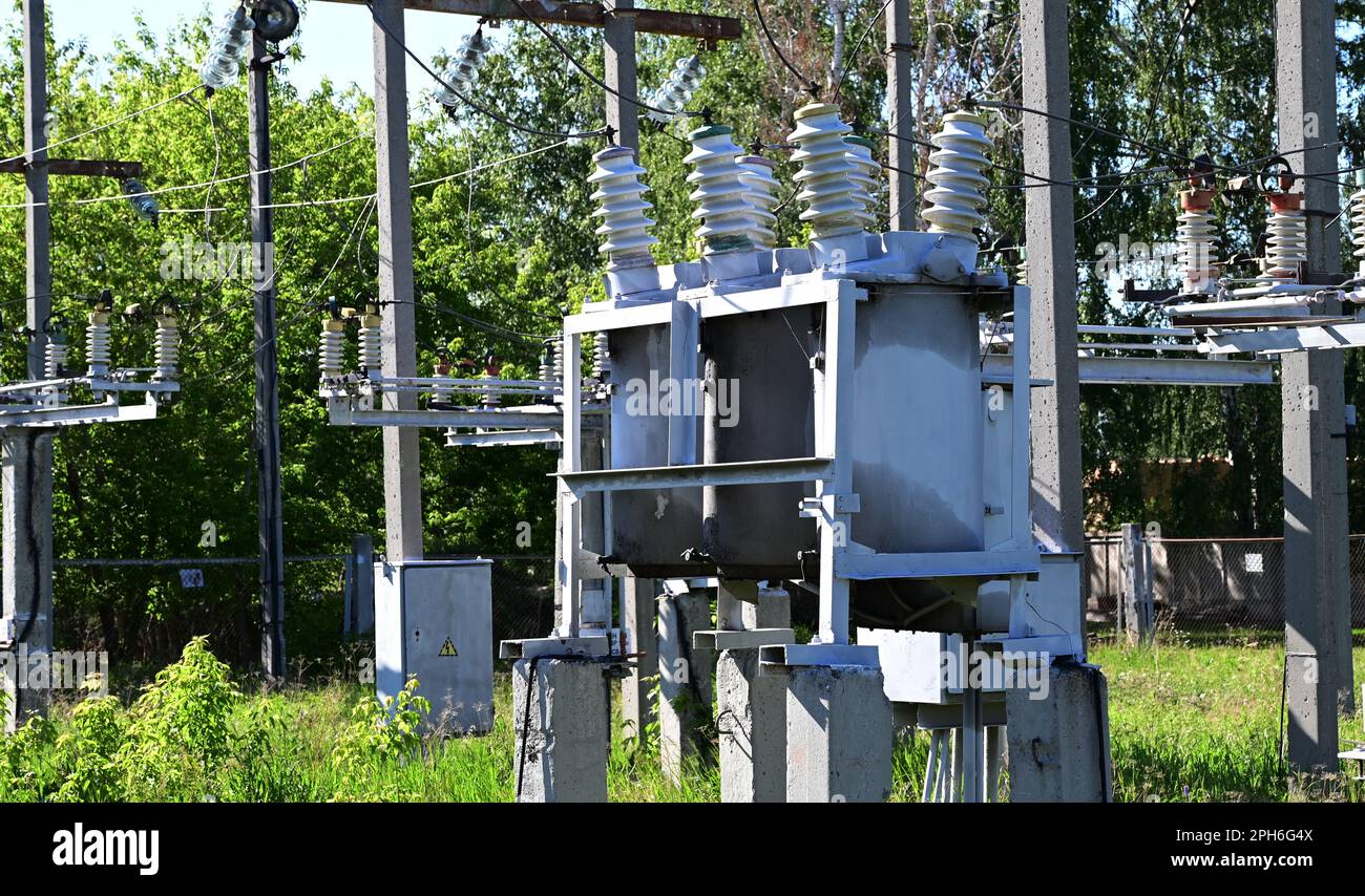 Poste de transformation haute tension Banque D'Images