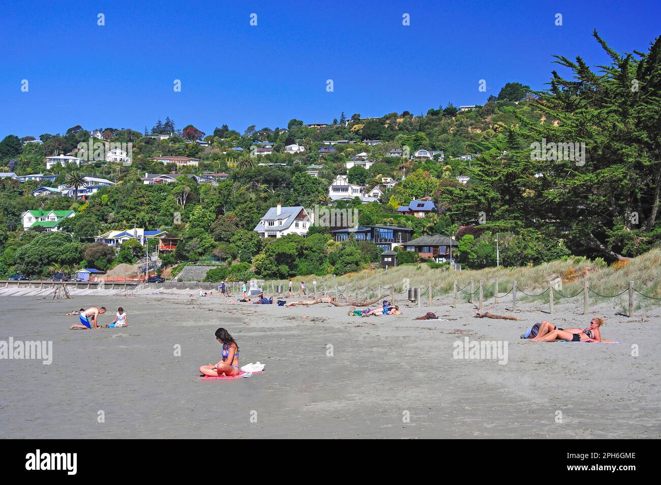 La plage de Tahunanui, Nelson, Nelson, île du Sud, Nouvelle-Zélande Banque D'Images