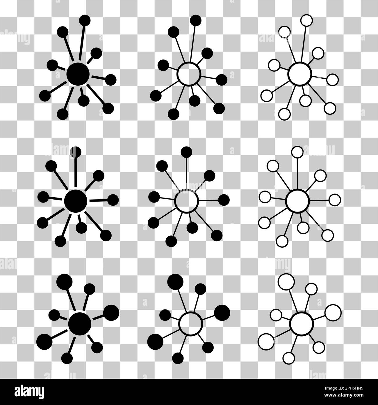 Ensemble de Hub réseau plat icône, connecter structure vecteur symbole fond isolé, système de technologie . Illustration de Vecteur