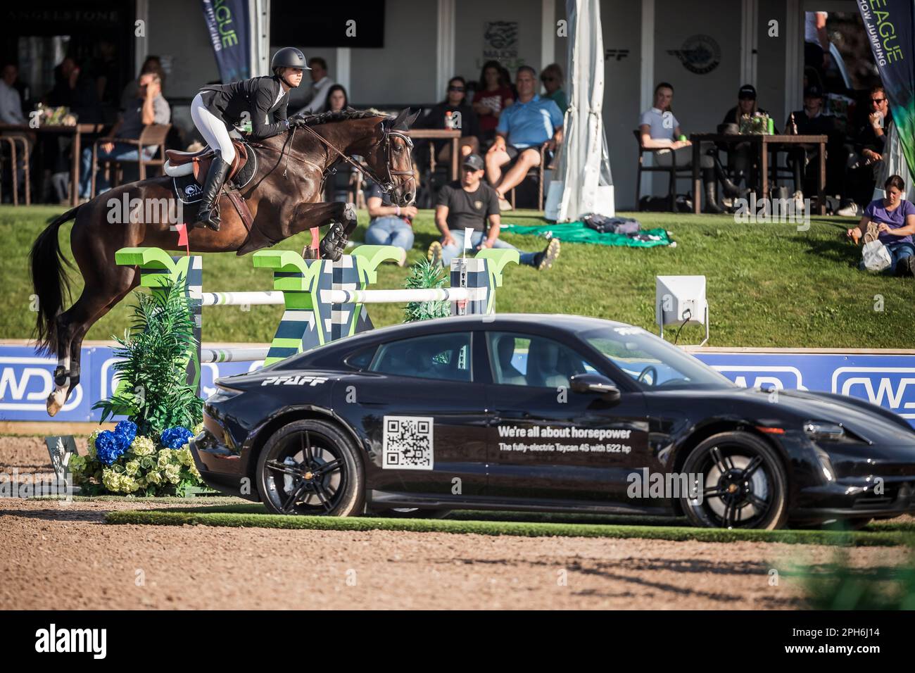 Chandler Meadows of the Unites States participe à l'événement de saut du grand spectacle de la Ligue lors des événements d'Angelstone en 2022. Banque D'Images