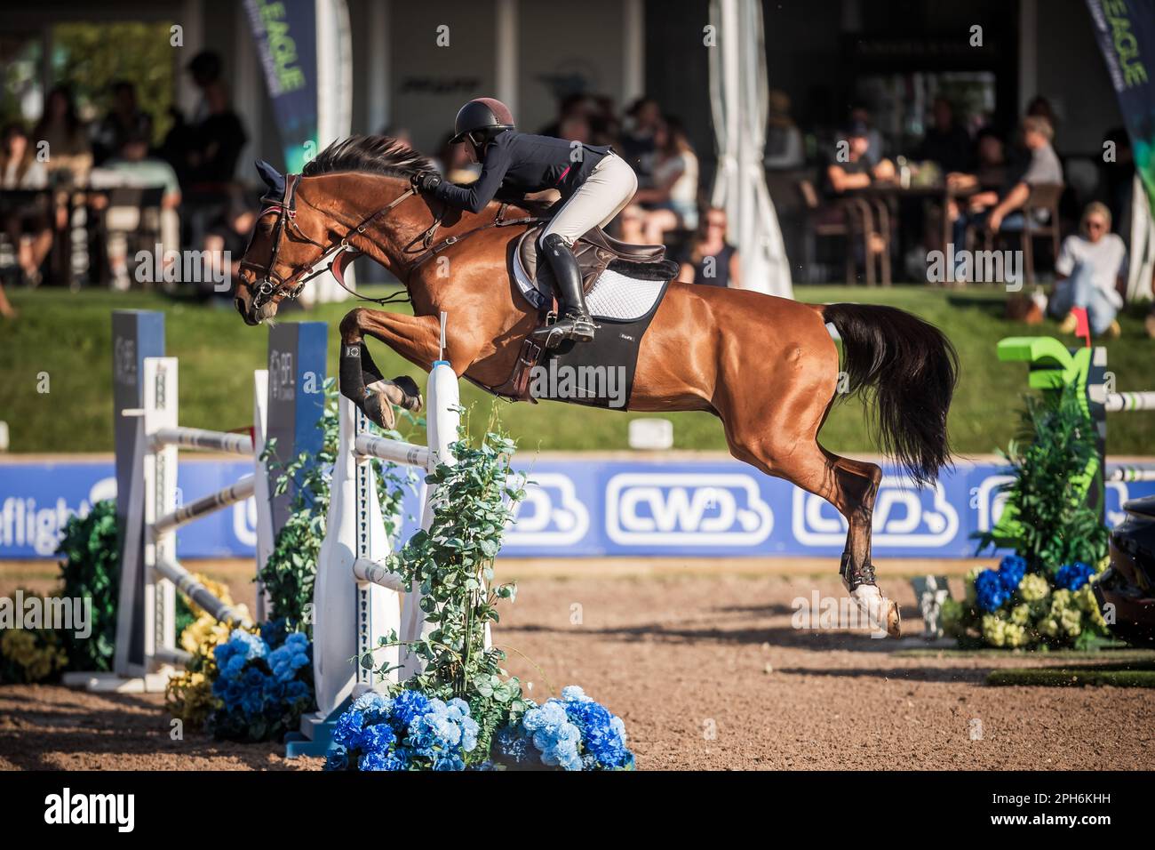 Kaitlin Campbell, des États-Unis, participe à l'événement de saut du grand spectacle de la Ligue lors des événements d'Angelstone en 2022. Banque D'Images