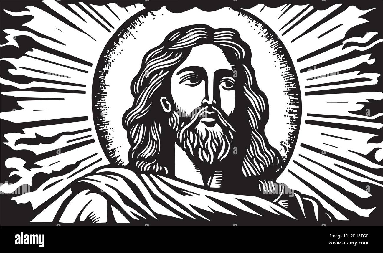 Linocut Jesus Belle linocut art ou page de coloriage de Jésus Christ fait pour l ...