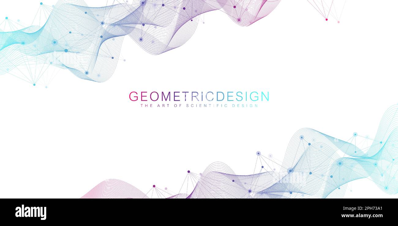 Chiffres résumé fond avec ligne et points, flux d'onde. Réseaux de neurones numériques. Connexion réseau et l'arrière-plan pour votre présentation Illustration de Vecteur