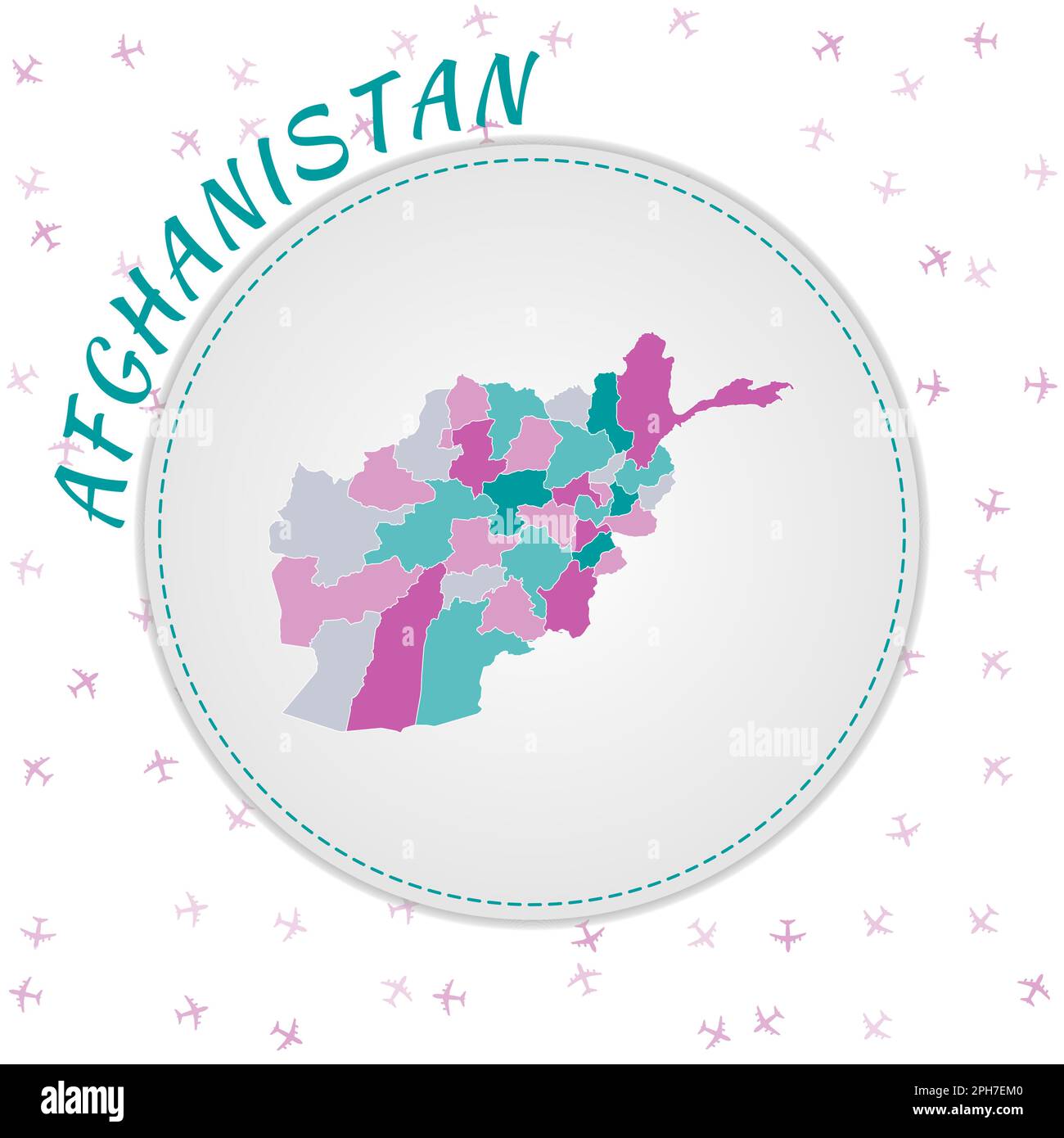 Conception de carte Afghanistan. Carte du pays avec les régions dans la palette de couleurs émeraude-améthyste. Illustration de Vecteur