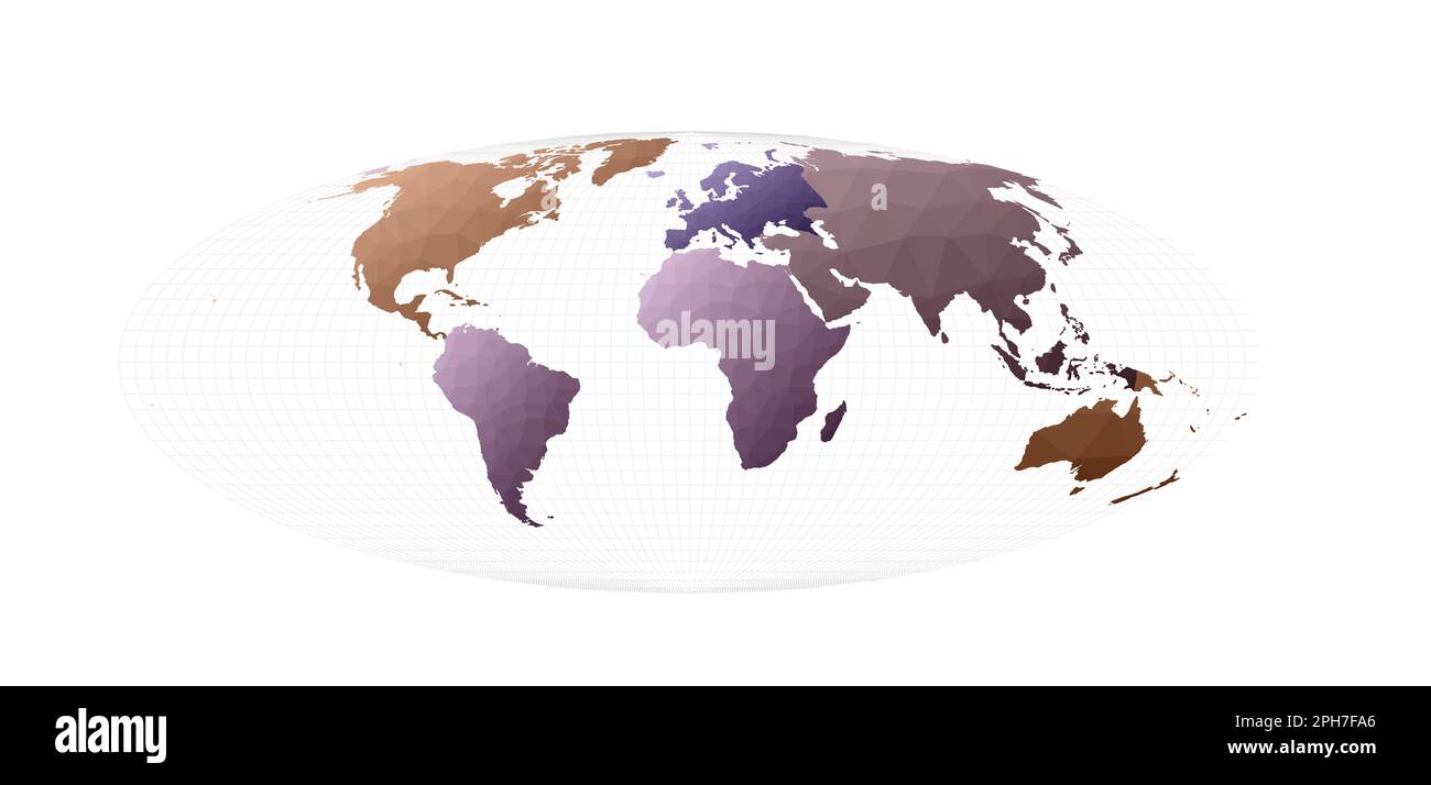 Carte du monde colorée. Projection Bromley. Illustration vectorielle fascinante. Illustration de Vecteur