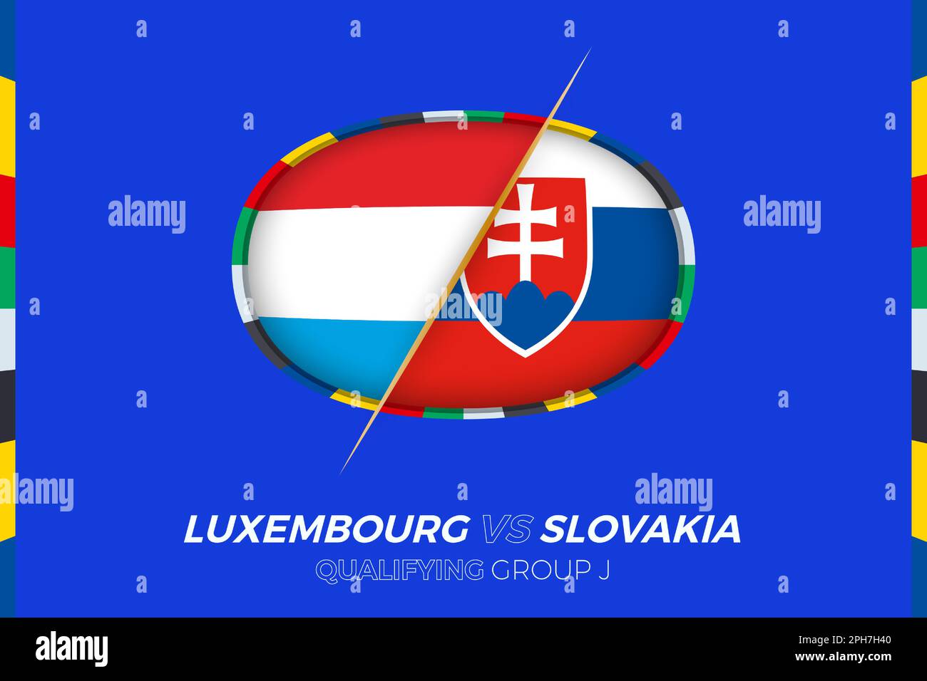 Icône Luxembourg contre Slovaquie pour la qualification des tournois européens de football, groupe J. icône compétition sur fond stylisé. Illustration de Vecteur