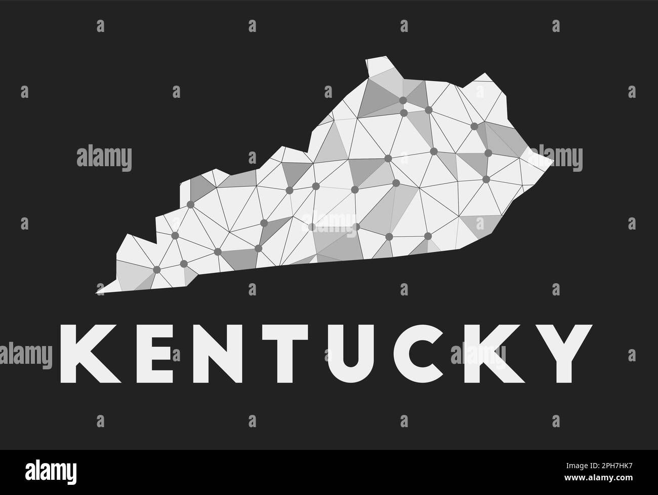 Kentucky - carte du réseau de communication de l'état américain. Design géométrique tendance du Kentucky sur fond sombre. Illustration de Vecteur