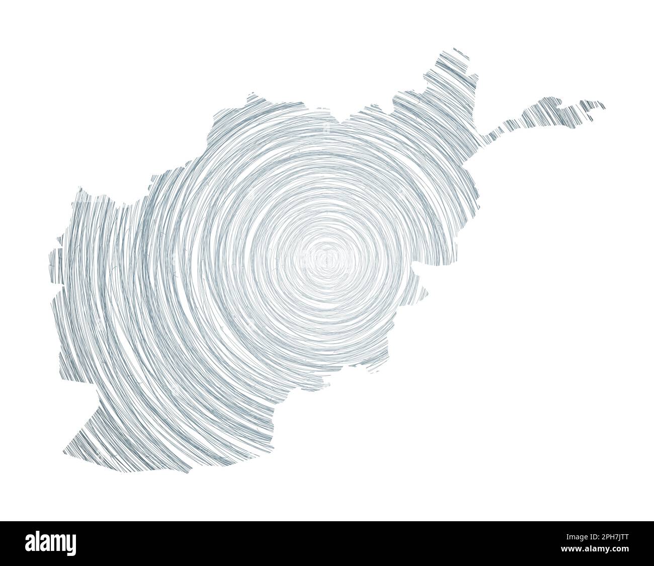 Carte de l'Afghanistan remplie de cercles concentriques. Esquissez des cercles de style en forme de pays. Illustration vectorielle. Illustration de Vecteur