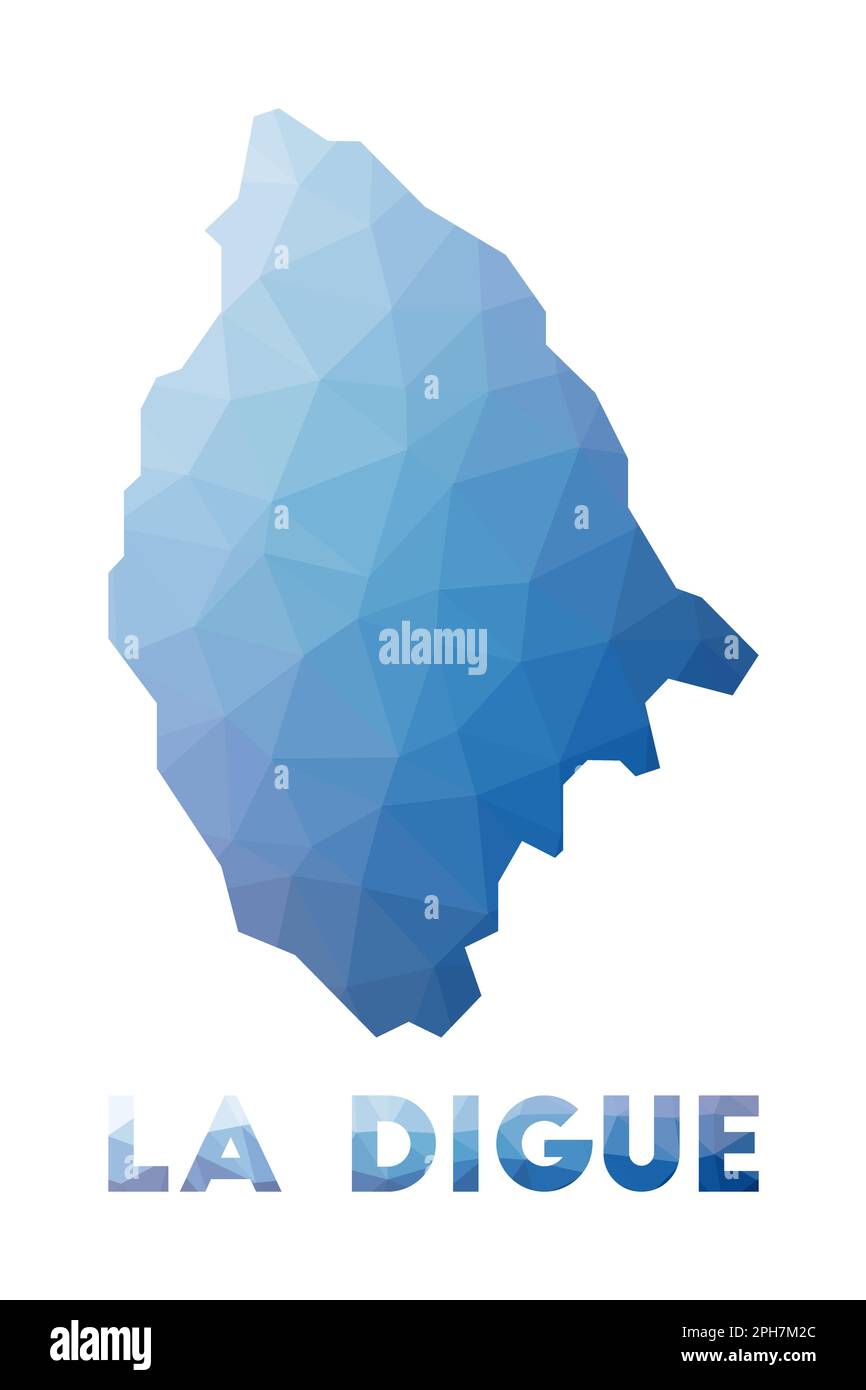 Carte poly basse de la Digue. Illustration géométrique de l'île. Carte polygonale la Digue. Illustration vectorielle. Illustration de Vecteur