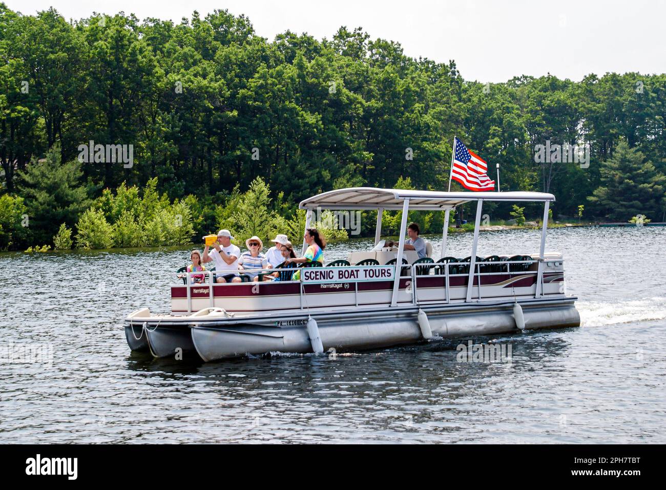 Pennsylvania Pocono Mountains Lake Wallenpaupack, promenade en bateau panoramique sur les paysages aquatiques, visite des passagers, Banque D'Images