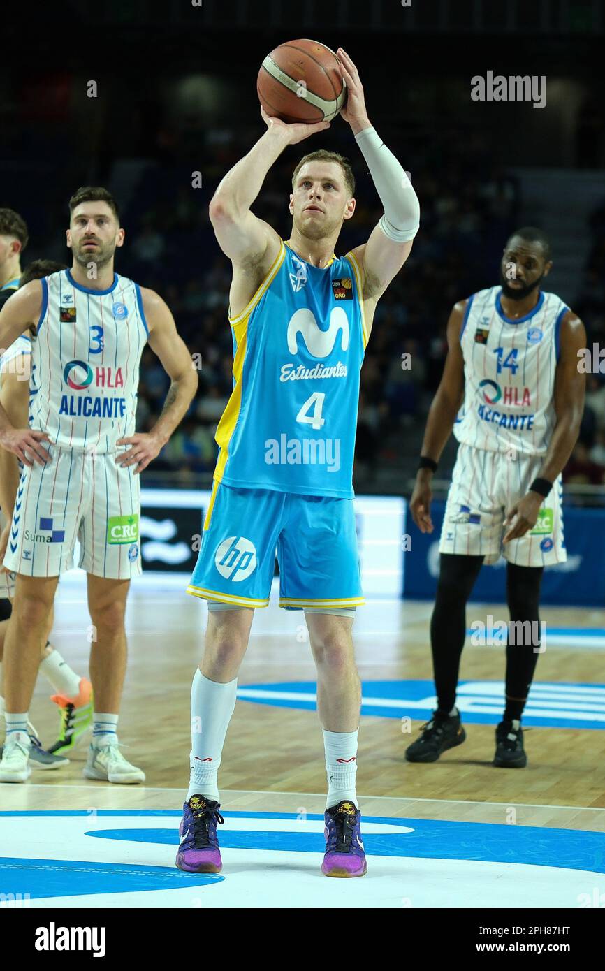 Madrid, Espagne. 26th mars 2023. Joueur Paul Jorgensen de Movistar Estudiantes vu en action pendant la ligue espagnole, Liga LEB Oro, match de basket-ball entre Movistar Estudiantes et HLA Alicante au pavillon du Centre Wizink. Notes finales; Movistar Estudiantes 70-65 HLA Alicante (photo d'Atilano Garcia/SOPA Images/Sipa USA) crédit: SIPA USA/Alay Live News Banque D'Images