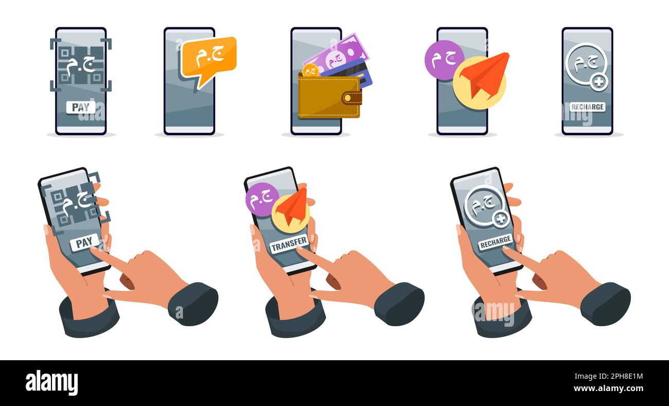 Services bancaires mobiles en ligne avec Brazilian Real sur téléphone Illustration de Vecteur