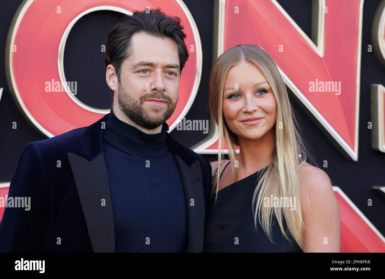 Sammie Russell, left, and Richard Rankin arrive at the Los Angeles premiere of "Dungeons and Dragons: Honor Among Thieves," Sunday, March 26, 2023, at the Regency Bruin Theatre. (Photo by Jordan Strauss/Invision/AP) Banque D'Images