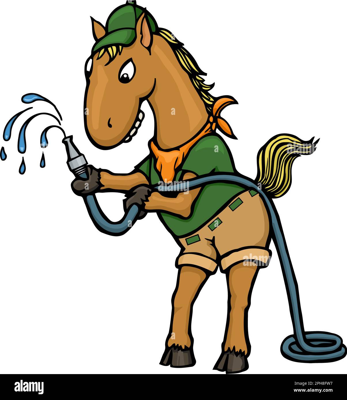 gardien de chevaux avec tuyau d'eau Illustration de Vecteur
