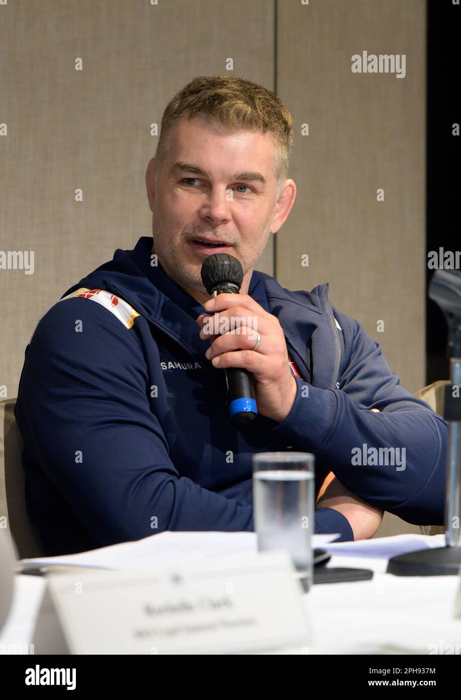 Hong Kong, Chine. 27th mars 2023. HONG KONG, HONG KONG SAR, CHINE : OCTOBRE 29TH 2022. Conférence de presse pour le lancement du tournoi de rugby 35th de Hong Kong 10 au Hong Kong football Club Causeway Bay, Hong Kong. Nick Easter, ancien Harlequins et joueur international d'Angleterre. Alamy stock image/Jayne Russell Credit: Jayne Russell/Alay Live News Banque D'Images