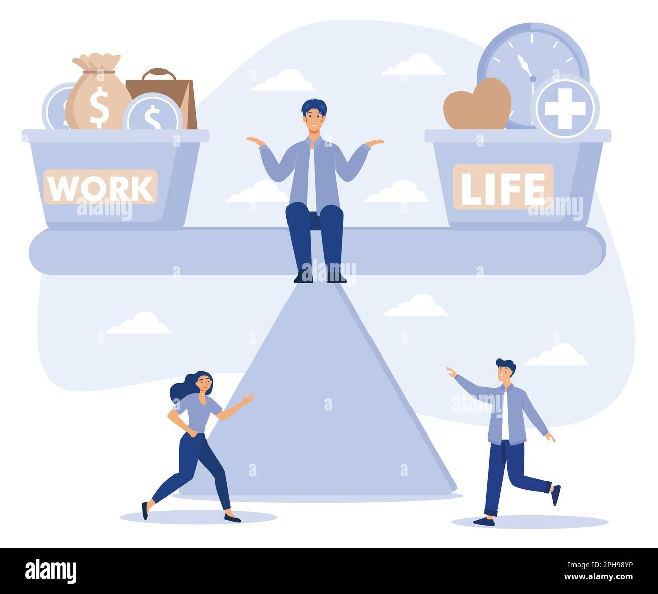 Concept d'équilibre entre travail et vie privée. loisirs ou affaires. illustration moderne à vecteur plat Illustration de Vecteur