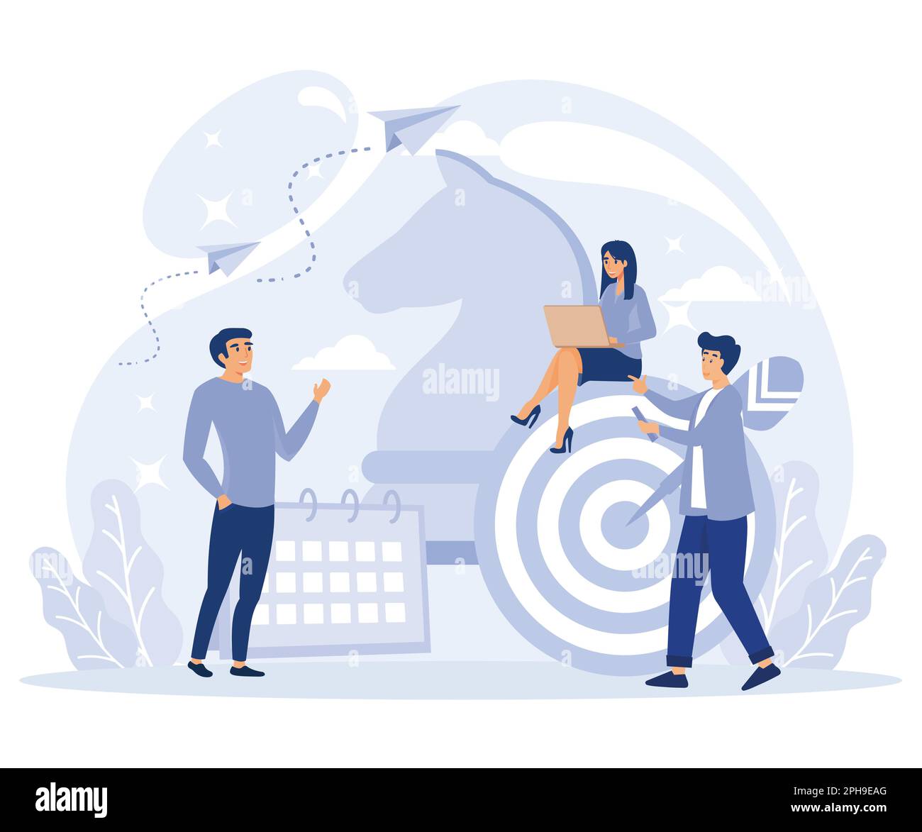 Concept de stratégie d'entreprise. Jeu d'échecs. Pièces d'échecs. Illustration moderne à vecteur plat. Illustration de Vecteur